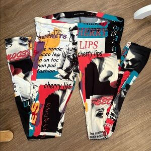🥭 (4 for $15) Colorful Graphic Magazine Print Leggings